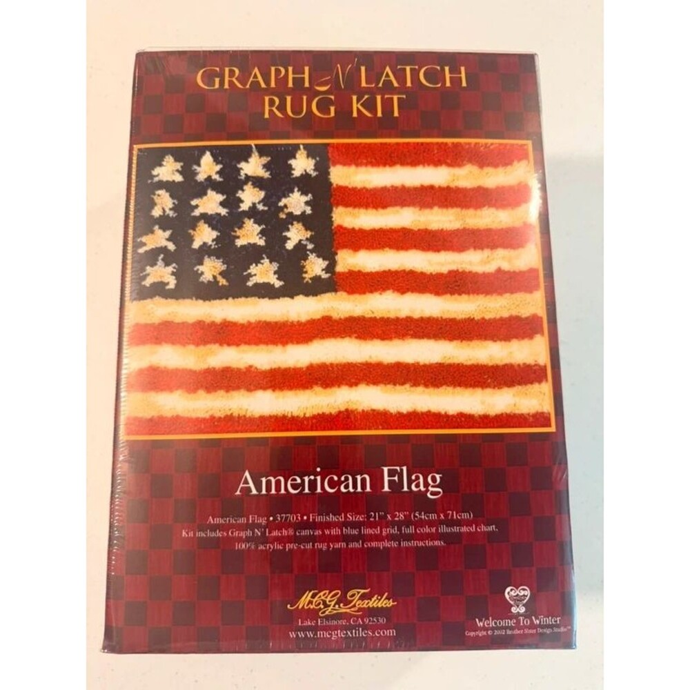 MCG Textiles Graph Latch Hook Rug Kit- American Flag- New/Sealed